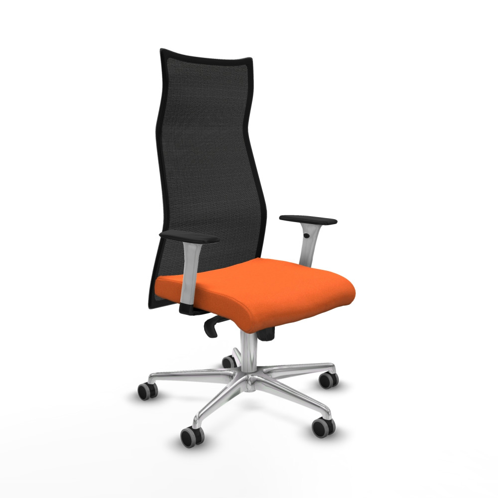 piqueras y crespo albacete malla sincro malla negra bali naranja brazos blancos base aluminio ruedas 65mm engomadas