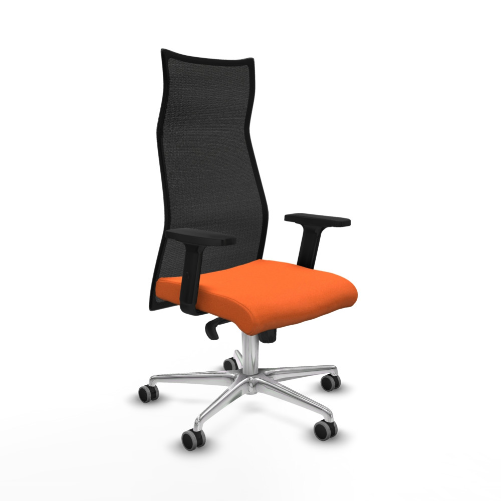 piqueras y crespo albacete malla sincro malla negra bali naranja brazos 2d base aluminio ruedas 65mm engomadas