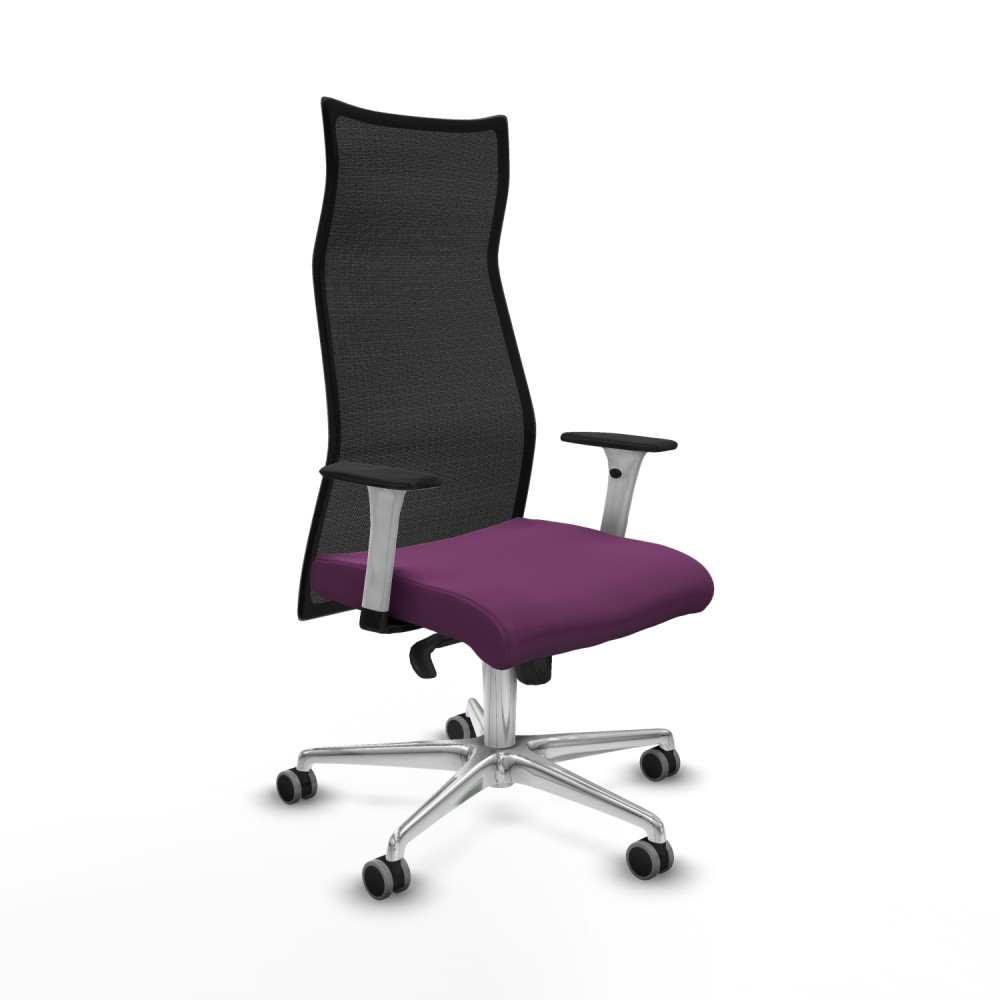 piqueras y crespo albacete malla sincro malla negra similpiel morado brazos blancos base aluminio ruedas 65mm engomadas