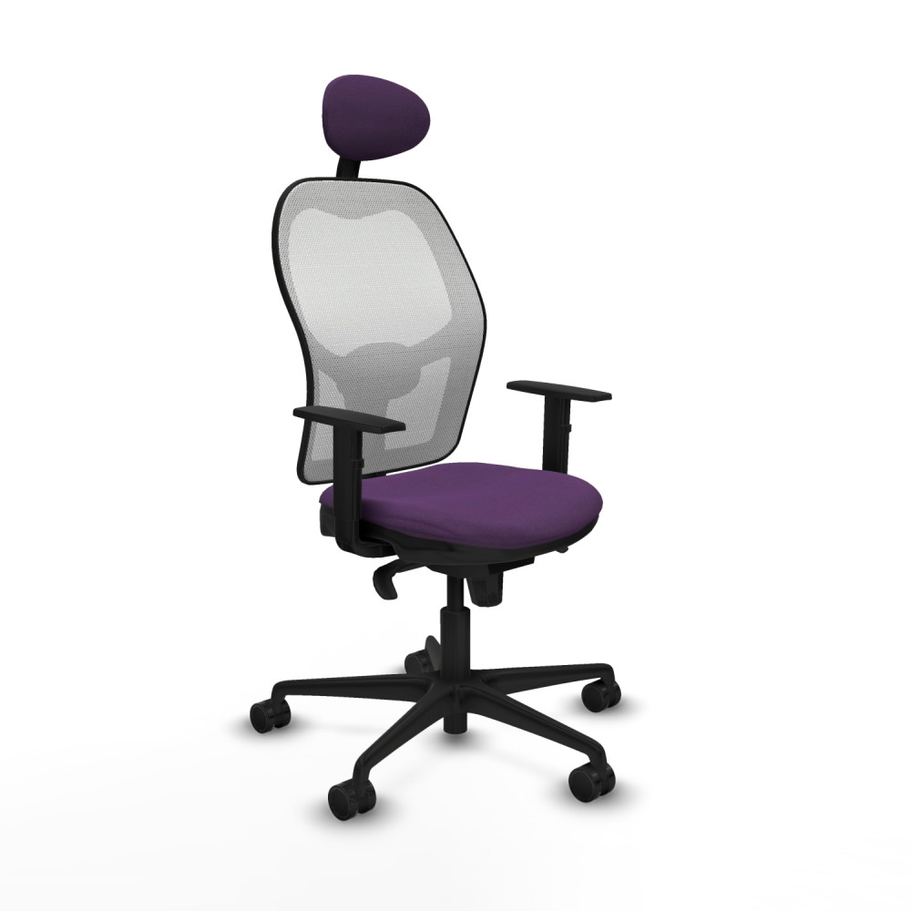 piqueras y crespo jorquera sincro malla blanca bali morado brazos 1d base nailon cabecero fijo ruedas 65mm nailon