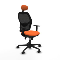 piqueras y crespo jorquera sincro malla negra bali naranja brazos 1d base nailon cabecero fijo ruedas 65mm nailon