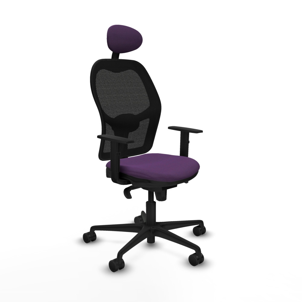 piqueras y crespo jorquera sincro malla negra bali morado brazos 1d base nailon cabecero fijo ruedas 65mm nailon