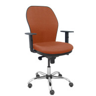 piqueras y crespo silla jorquera respaldo bali marr?n asiento bali marr?n base cromada y ruedas parqu