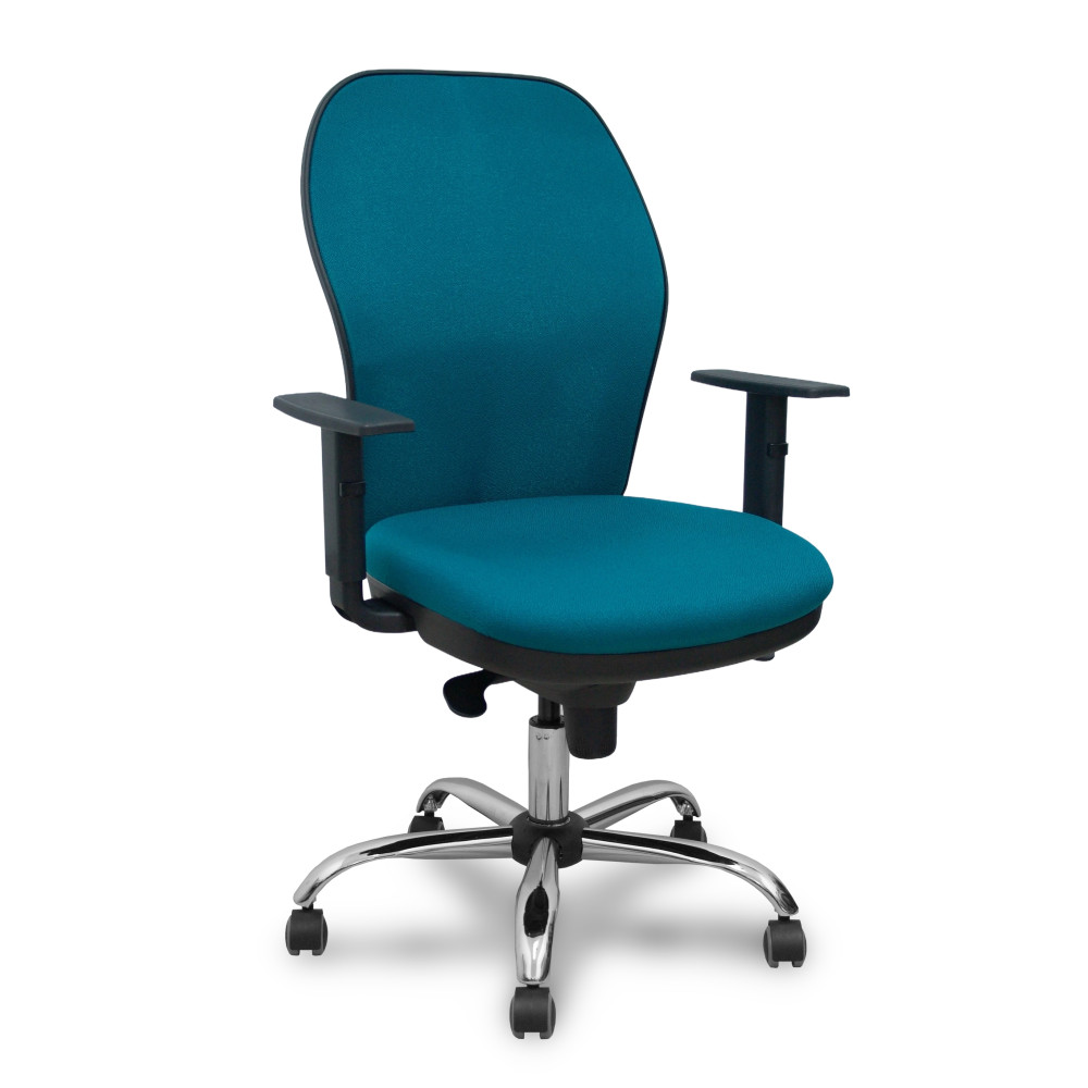 piqueras y crespo silla jorquera respaldo bali verde petr?leo asiento bali verde petr?leo base cromada y ruedas parqu