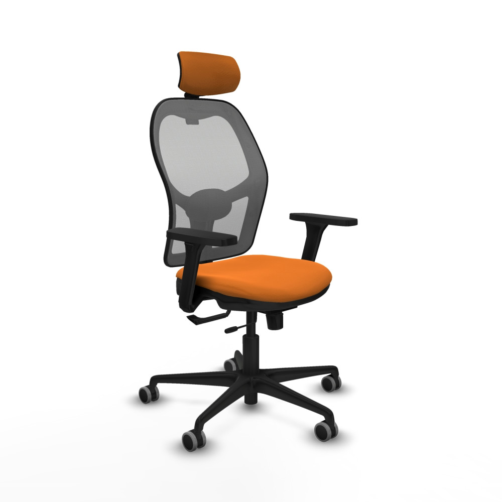 piqueras y crespo jorquera traslack malla gris similpiel naranja brazos 3d base nailon cabecero 2d ruedas 65mm engomada