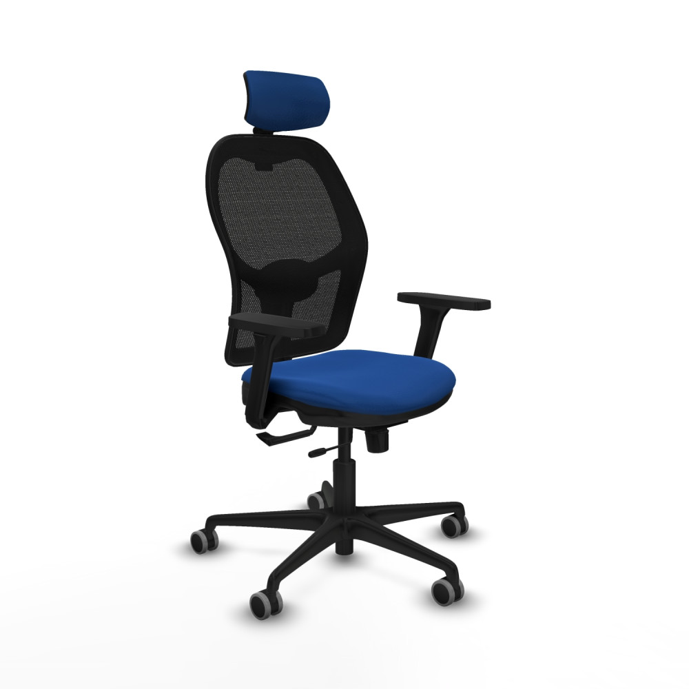 piqueras y crespo jorquera traslack malla negra similpiel azul brazos 3d base nailon cabecero 2d ruedas 65mm engomada