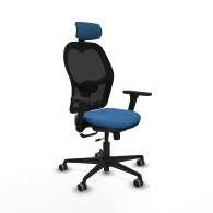 piqueras y crespo jorquera traslack malla negra similpiel azul claro brazos 3d base nailon cabecero 2d ruedas 65mm engomada