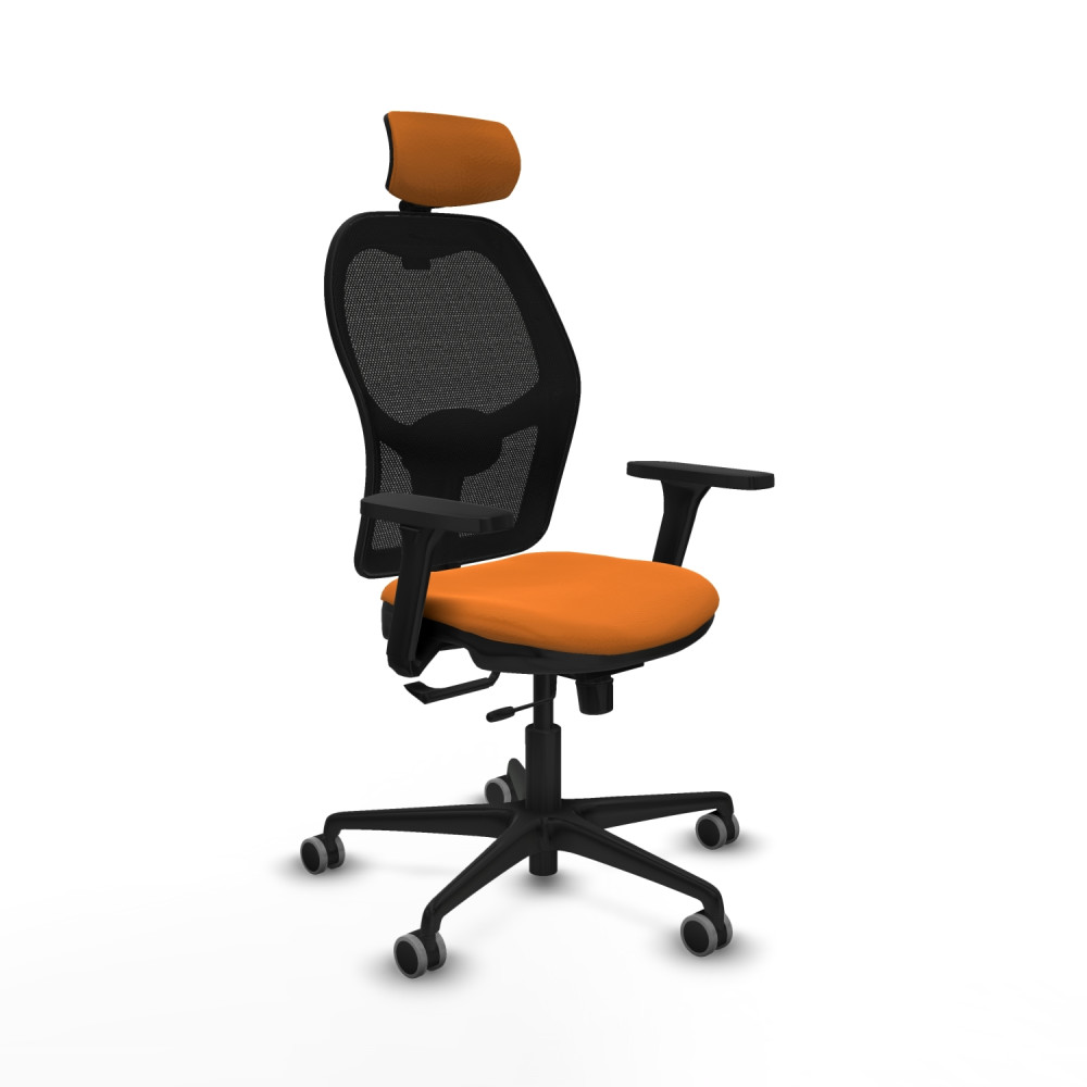 piqueras y crespo jorquera traslack malla negra similpiel naranja brazos 3d base nailon cabecero 2d ruedas 65mm engomada
