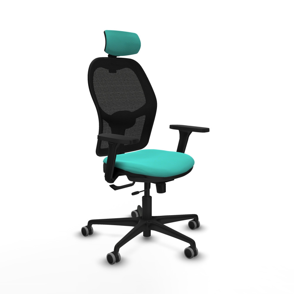 piqueras y crespo jorquera traslack malla negra similpiel turquesa brazos 3d base nailon cabecero 2d ruedas 65mm engomada