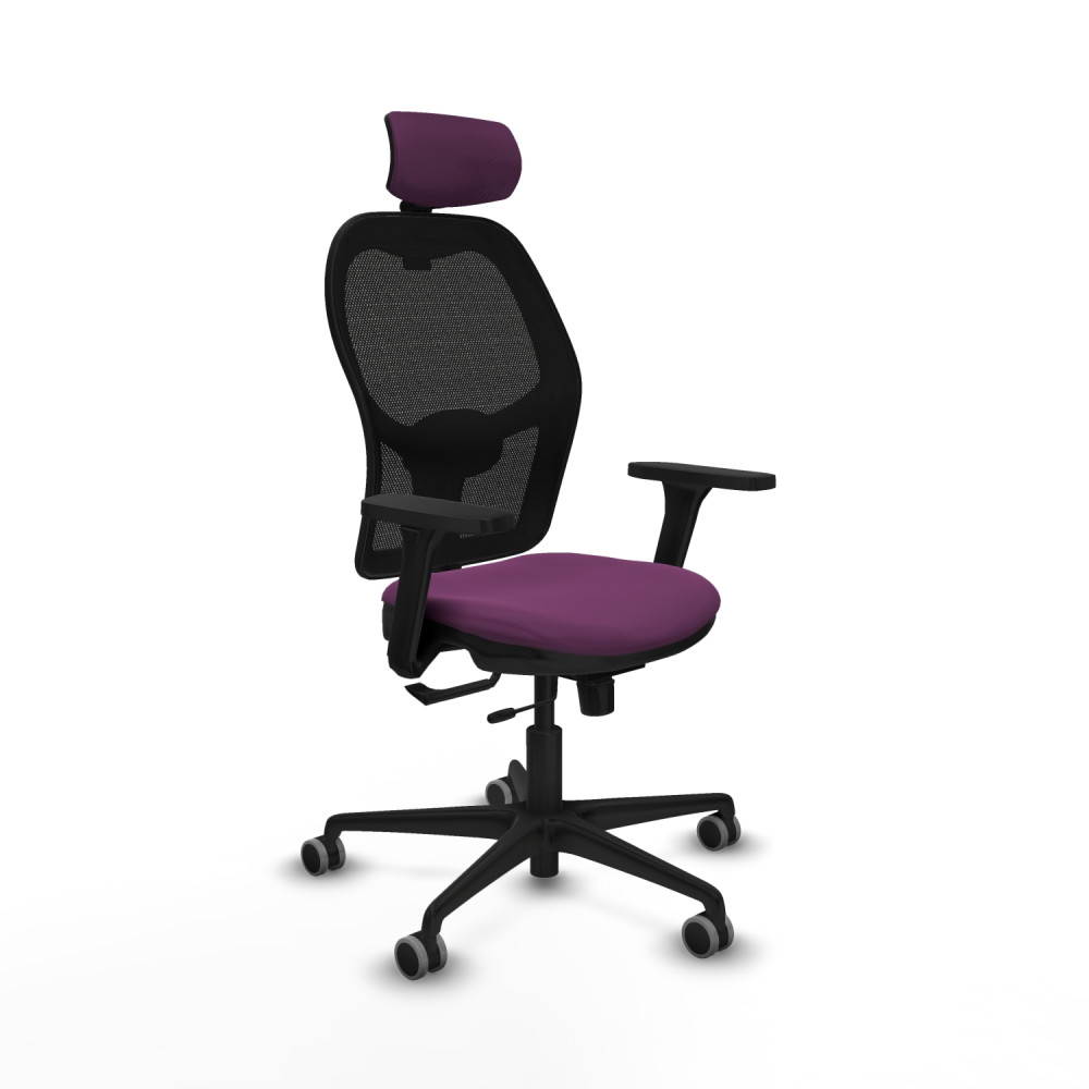 piqueras y crespo jorquera traslack malla negra similpiel morado brazos 3d base nailon cabecero 2d ruedas 65mm engomada