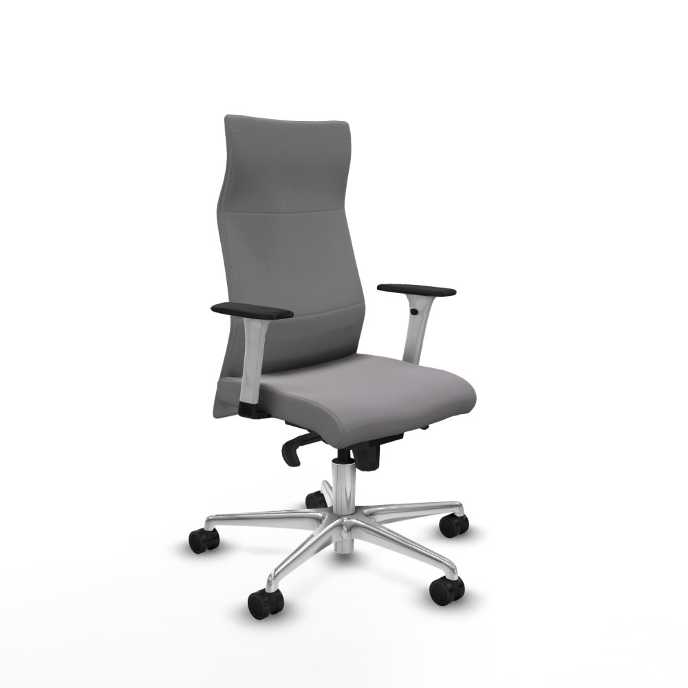 piqueras y crespo albacete direcci?n sincro similpiel gris brazos 1d blancos base aluminio ruedas 65 nailon