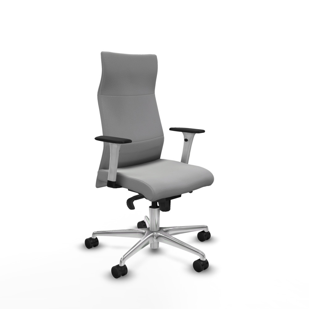 piqueras y crespo albacete direcci?n sincro similpiel gris claro brazos 1d blancos base aluminio ruedas 65 nailon