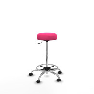 piqueras y crespo tolosa giratorio similpiel rosa base cromada ruedas engomadas 50mm aro cromado