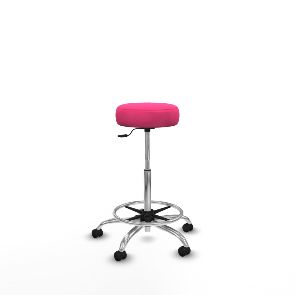 piqueras y crespo tolosa giratorio similpiel rosa base cromada ruedas engomadas 50mm aro cromado