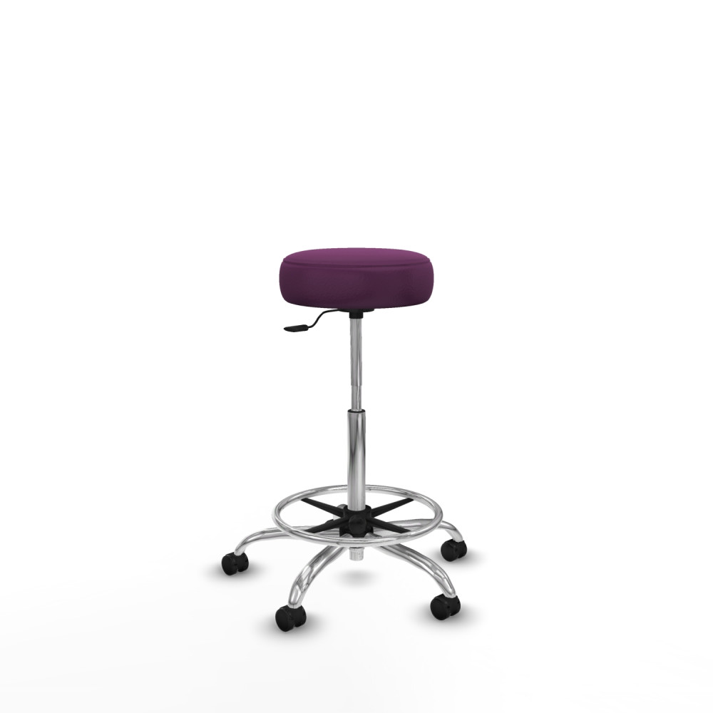 piqueras y crespo tolosa giratorio similpiel morado base cromada ruedas engomadas 50mm aro cromado