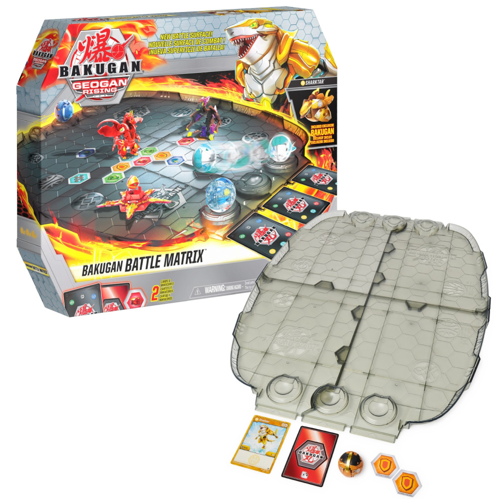 bakugan battle matrix, tablero deluxe con un sharktar dorado exclusivo, para niños a partir de 6 años