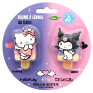 blister 2 balsamos labiales 3d kuromi & hello kitty