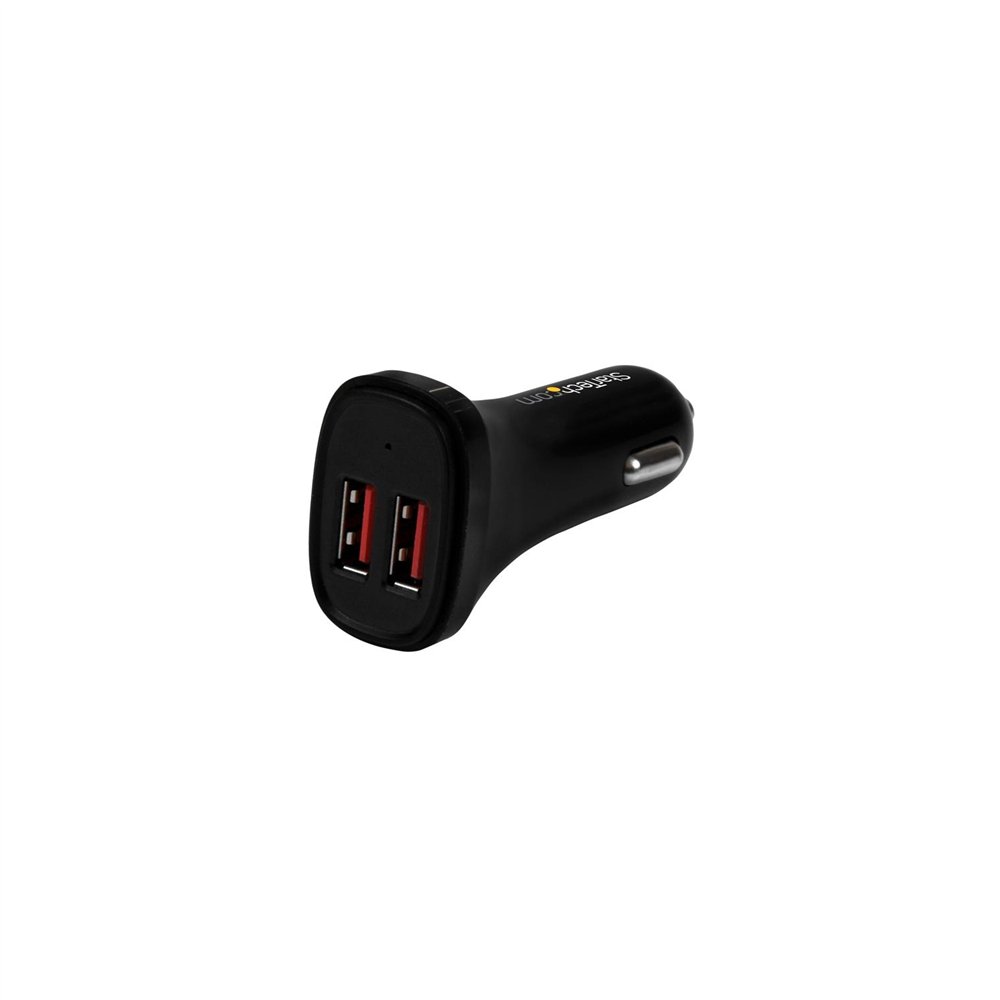 startech.com cargador de coche usb 2.0 de dos puertos - 24w 2.4a - negro