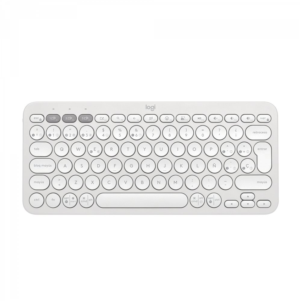 logitech pebble keys 2 k380s teclado rf wireless + bluetooth qwerty español blanco