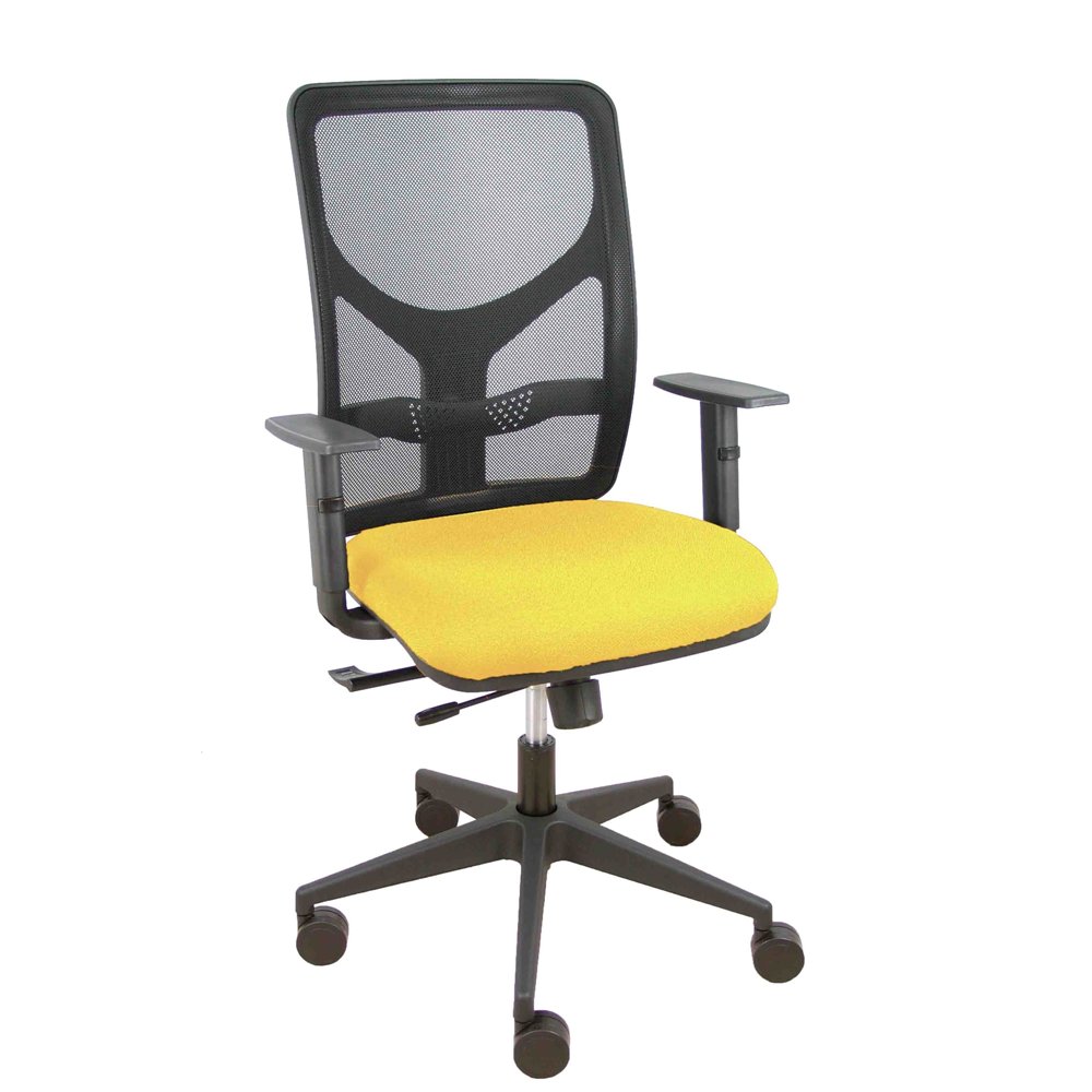piqueras y crespo silla motilla traslack malla negra asiento bali amarillo brazo regulable