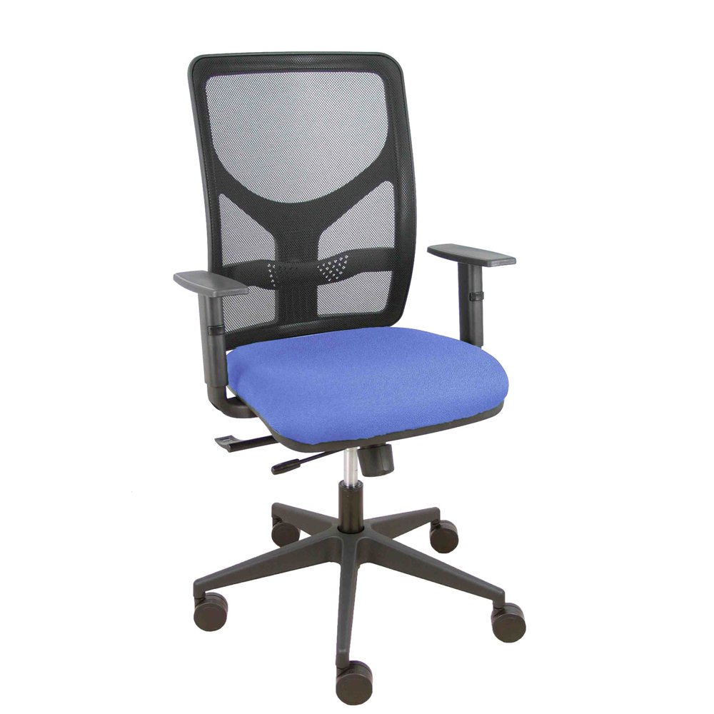 piqueras y crespo silla motilla traslack malla negra asiento bali azul claro brazo regulable