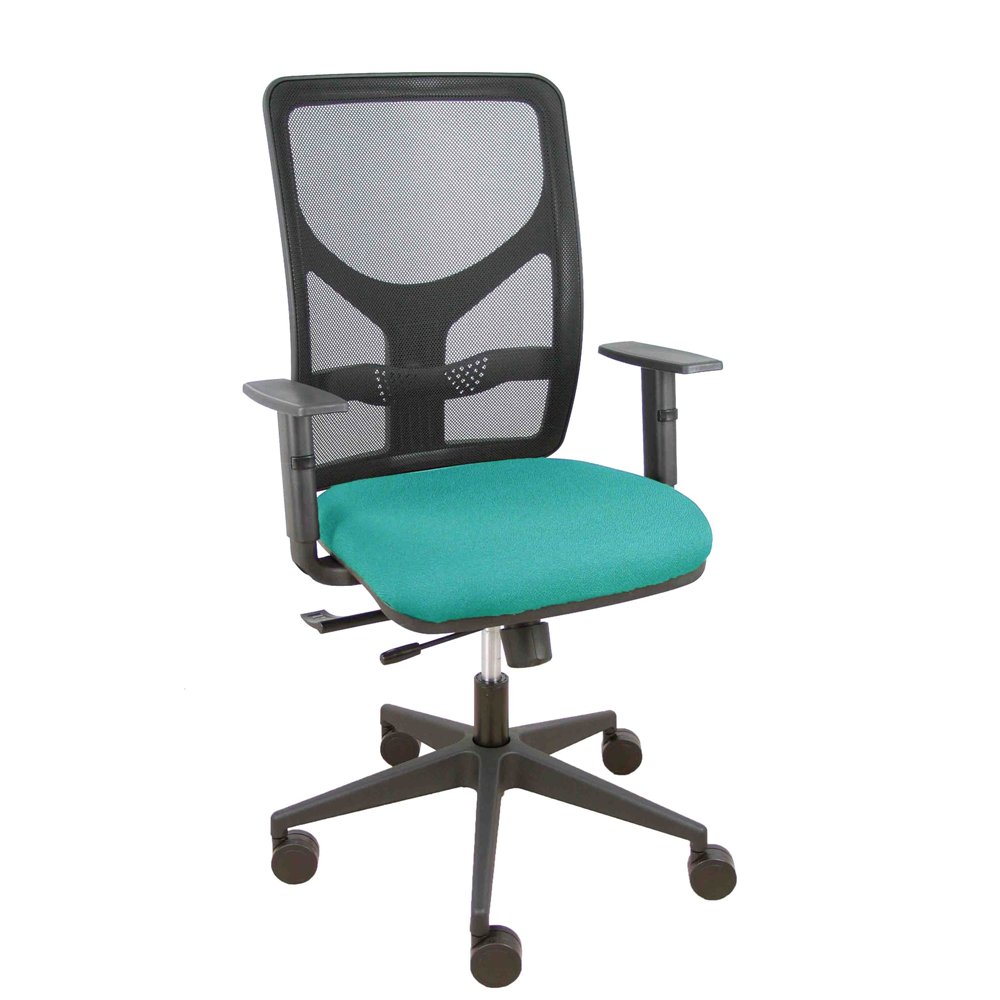 piqueras y crespo silla motilla traslack malla negra asiento bali turquesa brazo regulable