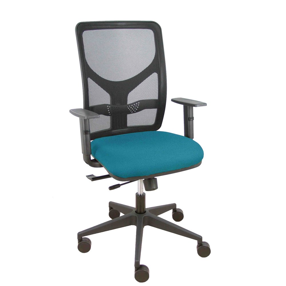 piqueras y crespo silla motilla traslack malla negra asiento bali verde petr?leo brazo regulable