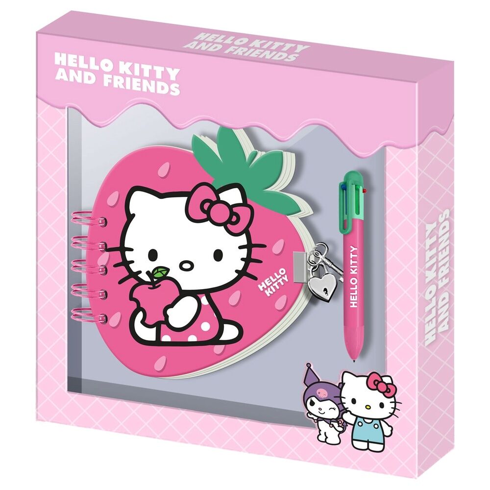 diario + boligrafo fresa hello kitty and friends