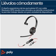 poly auriculares blackwire 5210 monaural usb-c + conector de 3,5 mm + adaptador usb-c/a
