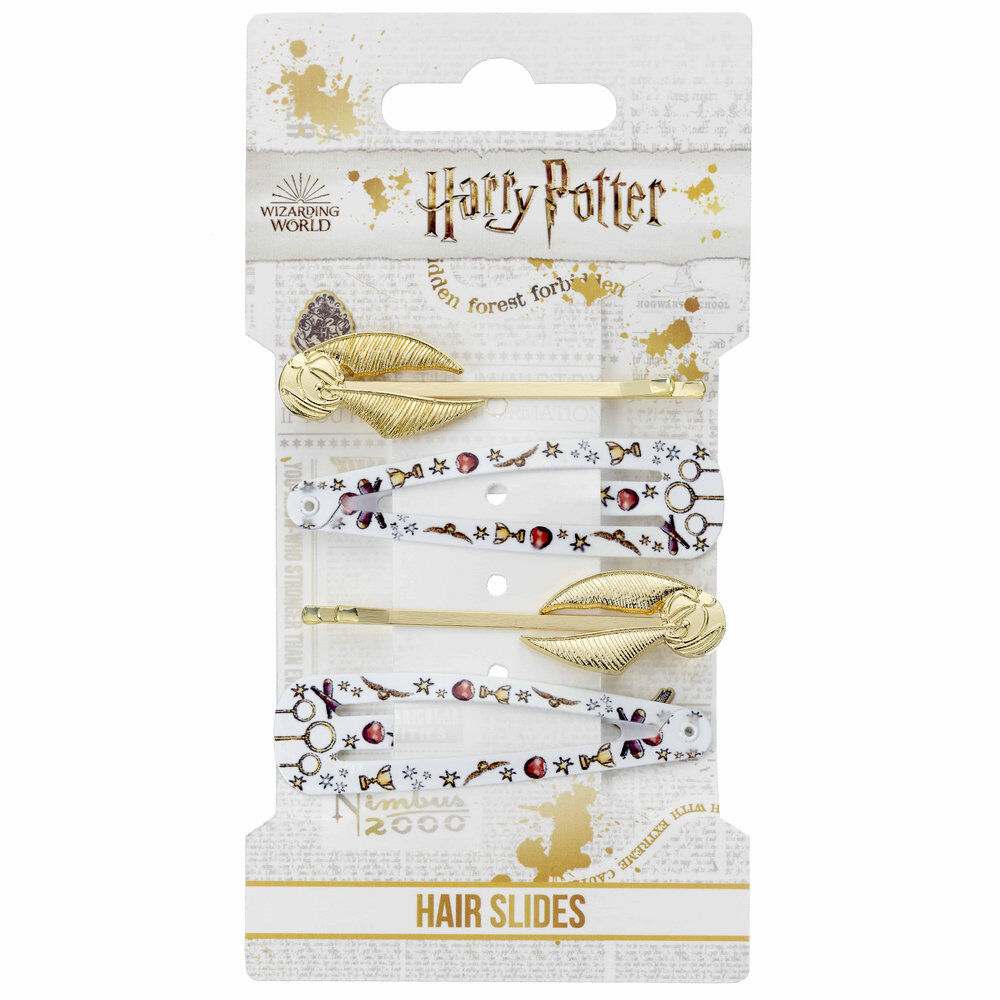 blister 4 horquillas de pelo snitch dorada harry potter