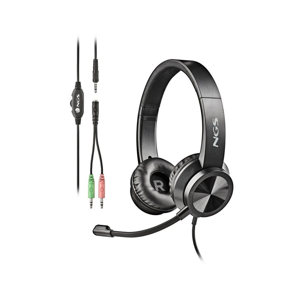 auriculares + microfono ngs msx11pro jack 3.5mm black + adaptador doble jack