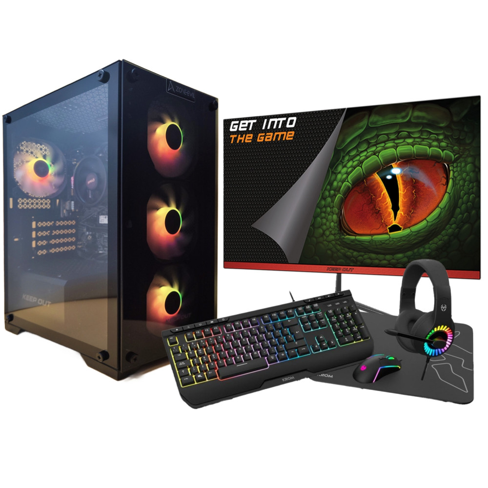 zone evil amd ryzen 5 4650g/32gb/2 tb nvme/windwos 11 monitor 24 teclado raton auriculares y alfombriila ordenador gamingpc