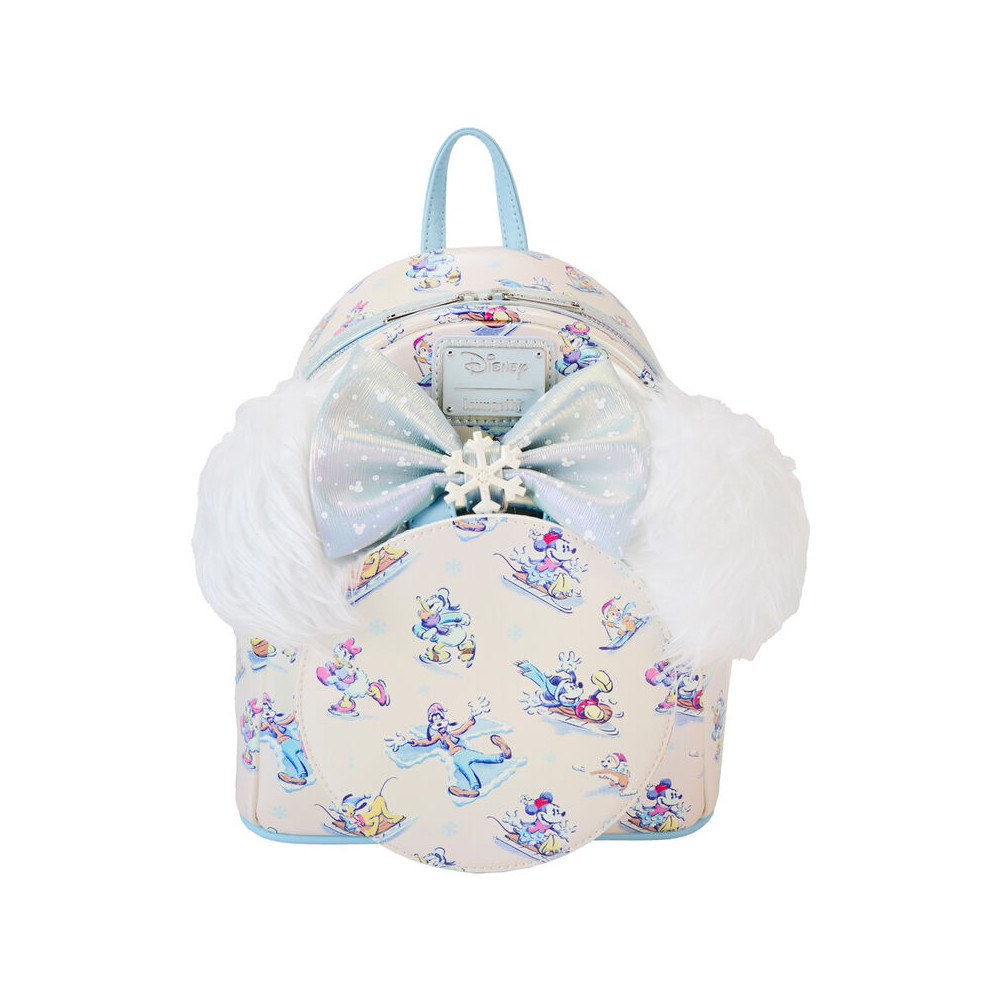 set mochila + diadema orejas winter wonderland mickey and friends disney loungefly 26cm