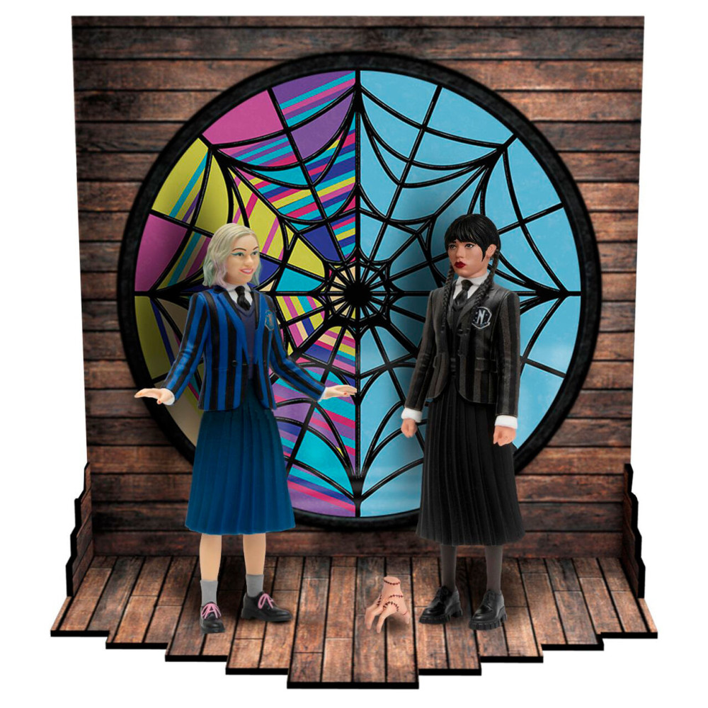 set 2 figuras miercoles & enid miercoles 9,5cm