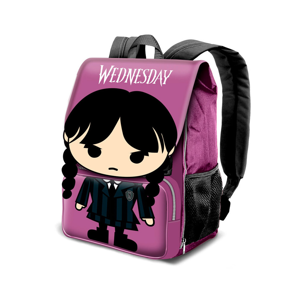 mochila solapa chibi miercoles 45cm