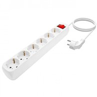 regleta aisens 6 schukos proteccion interruptor 1,4m white
