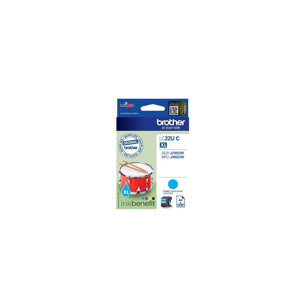 brother lc-22uc cartucho de tinta original alto rendimiento xl cian