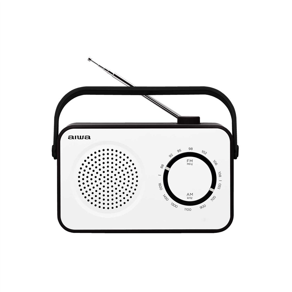 aiwa r-190bw radio portátil analógica negro, blanco
