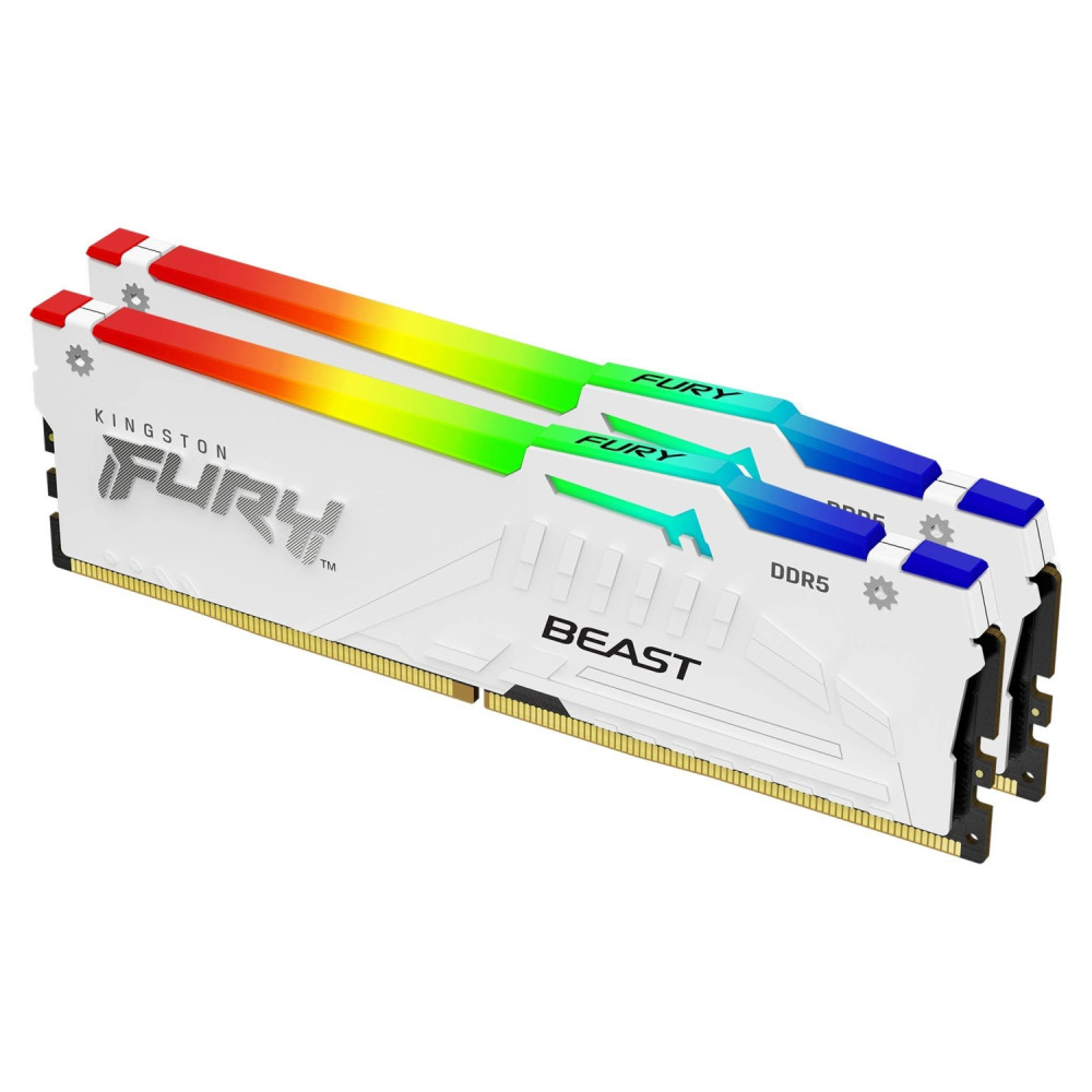 kingston technology fury beast 64gb 6000mt/s ddr5 cl30 dimm (kit de 2) white rgb expo