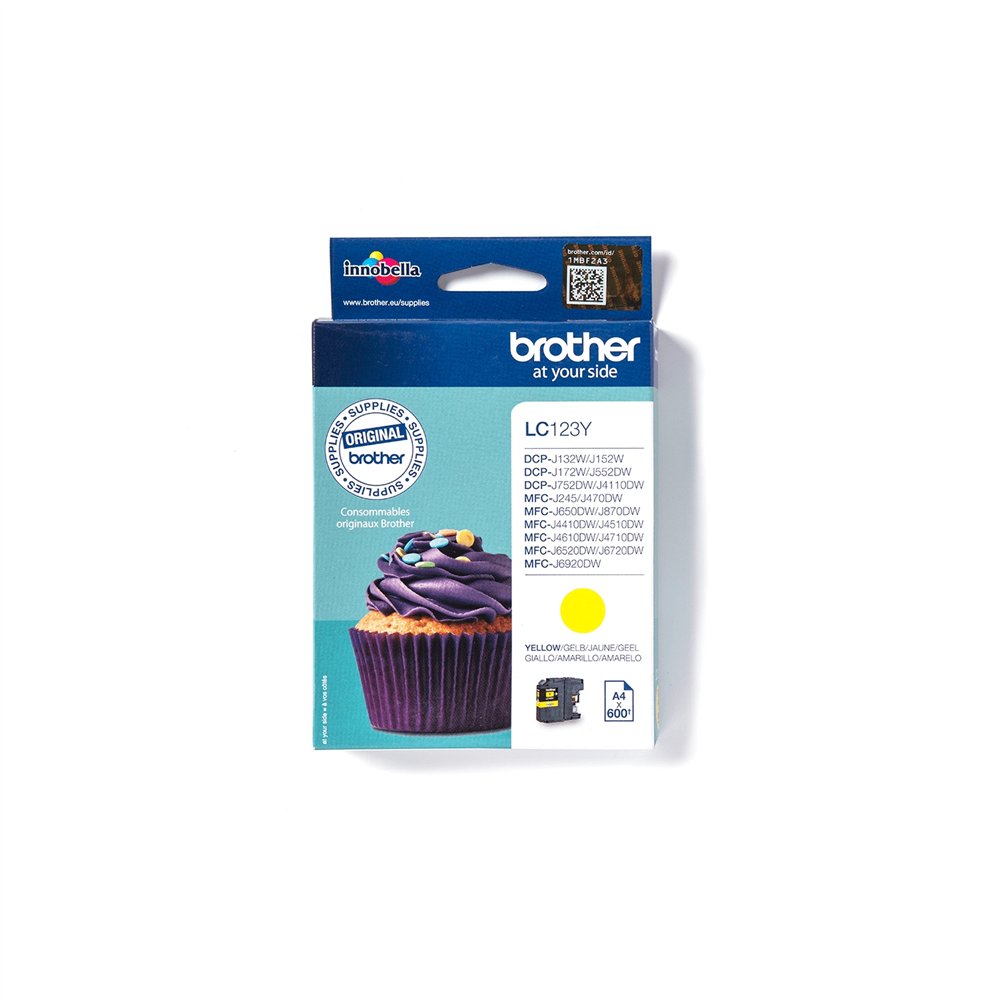 brother lc123y cartucho de tinta 1 pieza(s) original amarillo