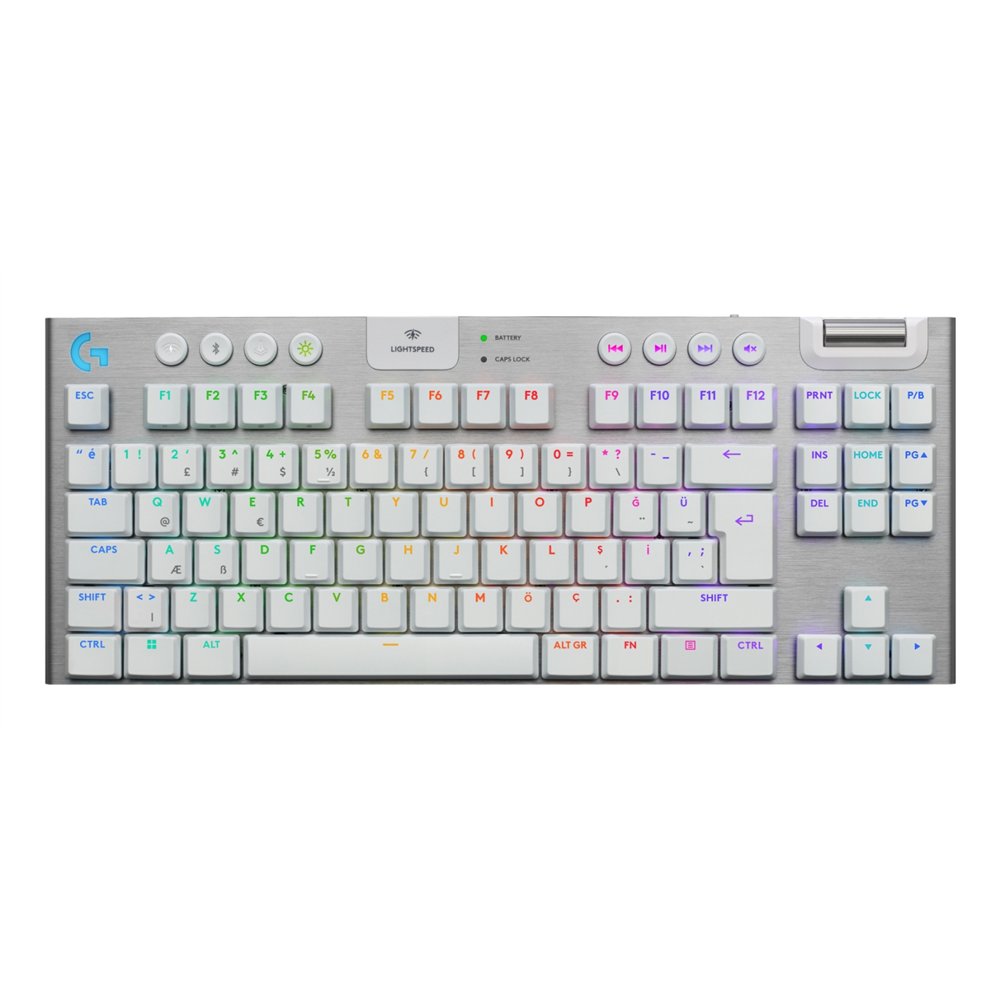 logitech g g915 x lightspeed teclado juego usb + rf wireless + bluetooth qwerty internacional de ee.uu. blanco