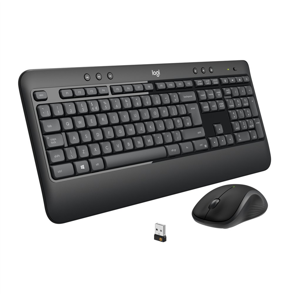 logitech 920-008677 teclado ratón incluido universal rf inalámbrico qwertz suizo negro, blanco