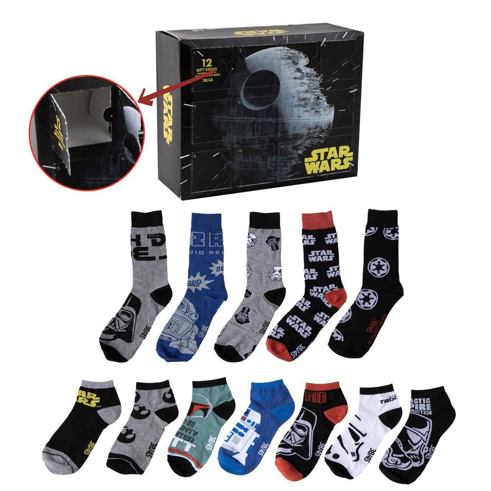 set 12 pares calcetines star wars adulto
