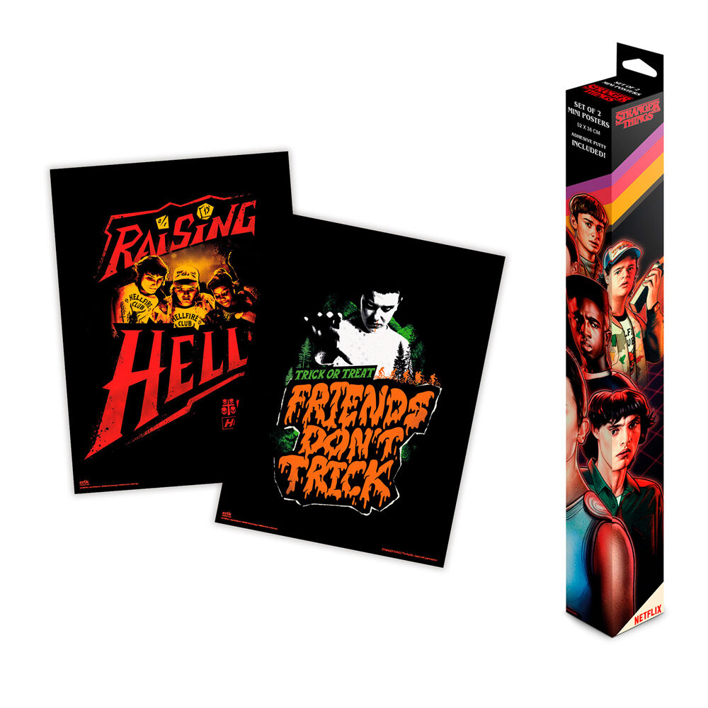 set 2 mini posters stranger things