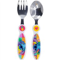 Blister 2 cubiertos metalicos Stitch Disney
