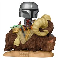 Figura POP Star Wars The Mandalorian Mando on Bantha with Child in Bag
