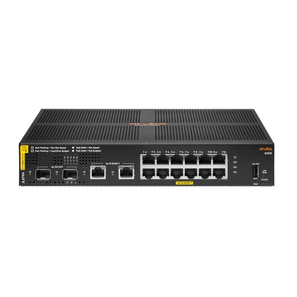 hewlett packard enterprise aruba 6100 12g class4 poe 2g/2sfp+ 139w gestionado l3 gigabit ethernet (10/100/1000) energí­a sobre e