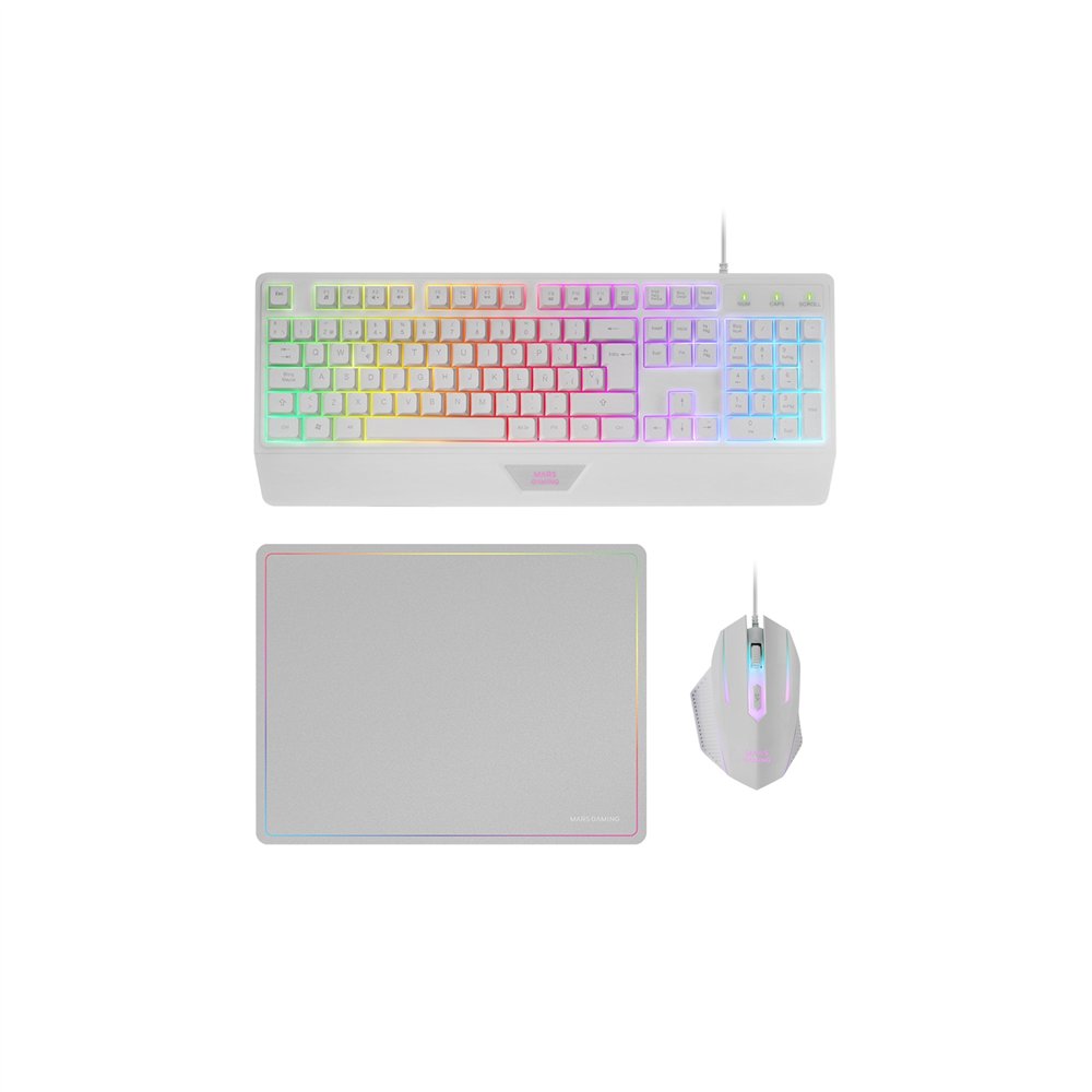 mars gaming mcp124w teclado ratón incluido juego usb qwerty español blanco