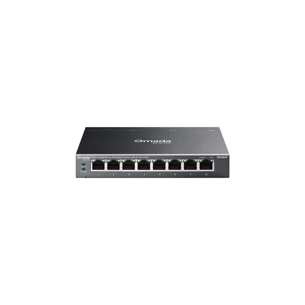 tp-link omada es208gp switch gestionado l2 gigabit ethernet (10/100/1000) energía sobre ethernet (poe) din rail negro