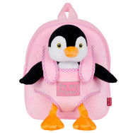 mochila reversible + peluche peggie pinguino 27cm